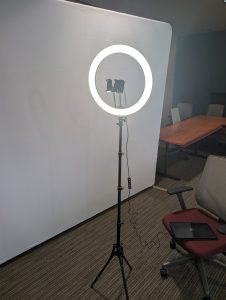 Set up and illuminated ring light.