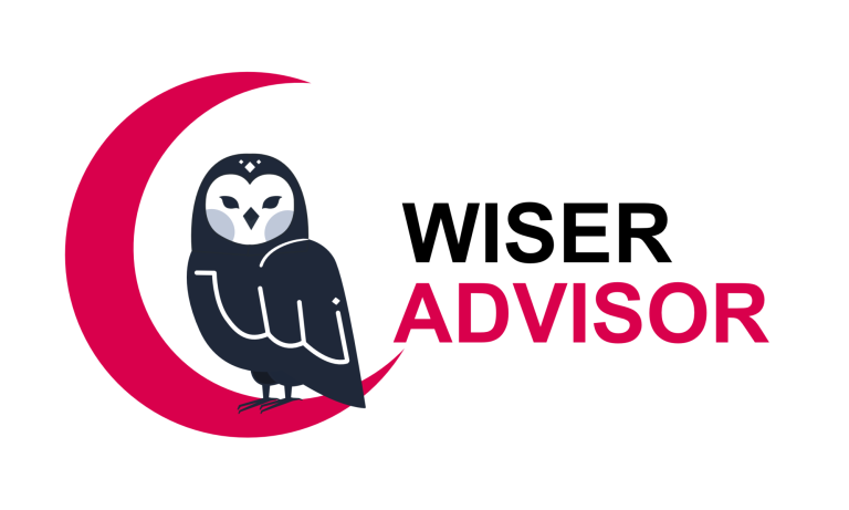 Wiser Advisor logo including a red crescent moon and an owl.