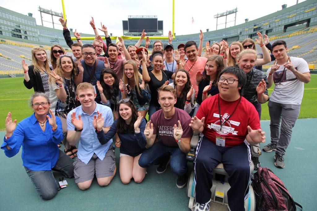 2017 WEBT Participants pose on the field during their visit to Lambeau Field in Green Bay, Wisconsin.