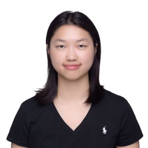A woman smiling