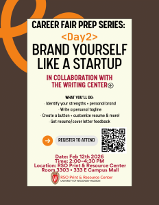 Career Fair Prep Series: Brand Yourself like a Startup workshop Flyer.