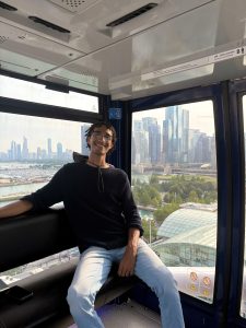 Man smiling while sitting
