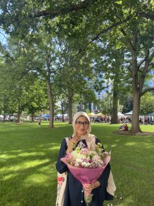 Woman holding flowers