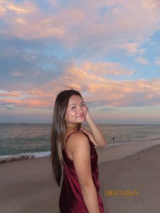 Woman smiling at beach