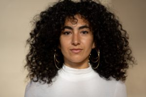 Woman with curly hair
