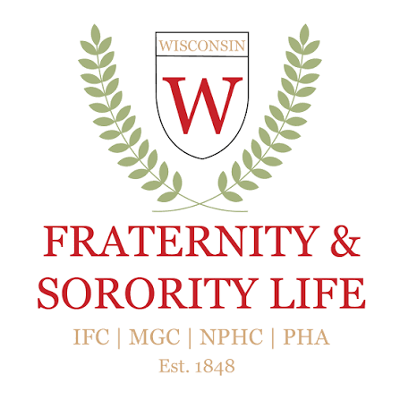 Logo for the University Fraternity and Sorority Life, with various text of the Established Date and etc.